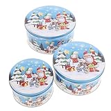 KARTENVERLIEBT Blaues Metall-Gebäckdosen 3er Set – Weihnachts- und Schneemann Motiv –...