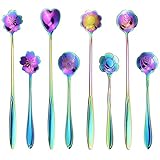 SelfTek 8 Stück Regenbogen Löffel 2 Verschiedene Größen Blumen Löffel Set...