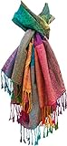 Damen Schal 'Marokko' Regenbogen-Farben Pashmina - Viskose/Polyester - xxl 180 x 60 cm...