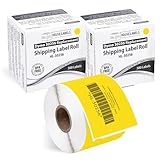 HOUSELABELS Kompatible DYMO 30256 gelbe Versandetiketten (6,4 x 10,2 cm), stark permanent...