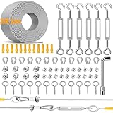 35M Drahtseil Rankhilfe Set 2mm Stahlseil Ummantelt Langlebiges Stahlseil-Set...