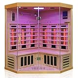 Dewello Infrarotkabine Brandon 140x140 Dual-Therm für 2-4 Personen aus Hemlock Holz mit...
