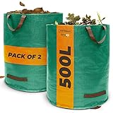 Terrauno - Gartensack 500 Liter Fassungsvermögen - 2er Pack I 150g/m² starker...