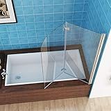 MIQU 110 x 140 cm Badewannen 2 TLG. Faltwand Aufsatz 180° Duschwand Duschabtrennung 6mm...