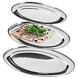 Servierplatte Servierteller Kellnertablett Serviertablett oval silbern aus...