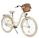 Milord Komfort Fahrrad mit Weidenkorb, Hollandrad, Damenfahrrad, Citybike,...