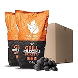 HEIZFUXX Grillholzkohlebriketts 10kg x 2 Sack 20kg 1 Paket Grillbriketts Grillkohle...