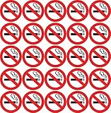 25 Stück Rauchen verboten Aufkleber Ø 6 cm rund mit UV Schutz Warnzeichen für...