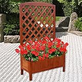 Melko Pflanzkasten mit Spalier Holz Rankhilfe Pflanzkübel mit Sichtschutz Rankgitter mit...