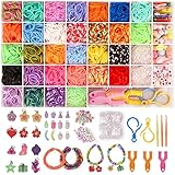 2500+ Loom Bänder Set, 40 Rastern Bunte Gummibänder Kit für Armbänder, DIY Elastisches...