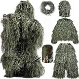 Beler Ghillie Suit für Kinder Herren,5-teilige 3D Camouflage Anzug Jagdbekleidung,...
