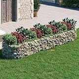 AJJHUUKI Home Items, Gabion Hochbeet, verzinktes Eisen, 400 x 100 x 50 cm, Anzugmöbel