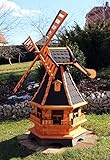 holzdekoladen XXL Windmühle mit Solarbeleuchtung schwarz Typ 18.1 (schwarz Solar weiß)