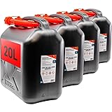 KOVA® 4x Benzinkanister 20L SCHWARZ Kunststoff Dieselkanister Reservekanister...