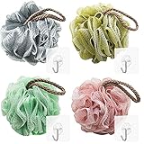 4 Stück Duschschwamm, Körper Badeschwamm Massageschwamm mit Selbstklebende...