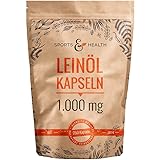 Leinöl Kapseln - 250 hochdosierte Kapseln - 1000mg pro Kapsel - Hochdosiert - Mit Vitamin...