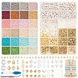 RUBY 3mm Perlen für Armbänder, 24 Bunte Morandi Glasperlen zum Auffädeln,...