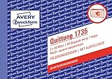 AVERY Zweckform 1735 Quittungsblock (A6 quer, 2x40 Blatt, selbstdurchschreibend,...