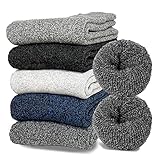 Josnown Thermosocken Herren, 5 Paar Dicke Warme Wintersocken mit Weichem Frotteesohle,...