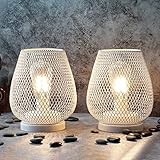 JHY DESIGN Set mit 2 LED-Laternen aus Metallkäfig Batteriebetrieben Kabellos Akzentlicht...