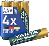 VARTA Batterien AAA, wiederaufladbar, 4 Stück, Power on Demand Recharge Accu,...