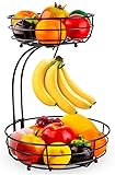 2 Stöckig Obstkorb mit Bananenhalter, Stehend Täglicher Küche moderne Obstschale,...