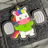 IronUnicorn Patch - 81 mm, Barbell & Einhorn Design, Robustes Gummi mit...