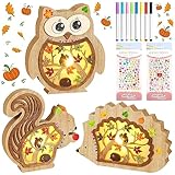 TOPJOWGA LED-Stimmungsleuchten Herbst, 3 Stück Herbst Deko Leuchten aus Holz,...