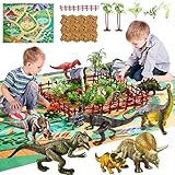 BUYGER 58 Stück Groß Dinosaurier Figuren Spielzeug Set mit Aktivität Spielmatte,...