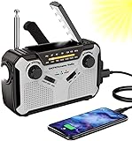 Solar Radio, AM/FM Tragbar Kurbelradio Dynamo Notfallradio mit 4000mAh Wiederaufladbare...