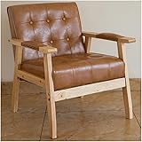 Midcentury Moderner Ledersessel mit Armlehnen für Esszimmerstühle, stilvoller...