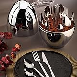 24-teiliges Besteckset mit Ständer - für 6 Personen - Marke Fecra Silver Egg - schlicht...