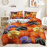 LOTHYE Bettwäsche-Set Hochwertiges Mikrofaser 240x220cm Orangefarbener Basketball,...