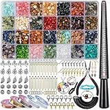 HONGTEYA Schmuck Selber Machen Set, 28 Farben Natürlicher Edelsteine Set, Ringe...