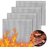 GWHOLE 4 x BBQ Grillmatte zum Grillen Backen Grill Mesh Mat Set Antihaft Grill Netz...