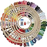 HAUSPROFI Stickerei Starter Set Kreuzstich Tool Kit Einschließlich 50 Farbfäden und 12...