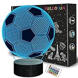 FULLOSUN Kinder Nachtlicht Fußball 3D Optische Täuschung Lampe mit Fernbedienung 16...