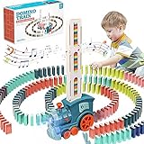 6 Farben Domino Zug Spielzeug,120 Stuck Domino Baustein Zug Set,Automatisches...