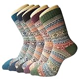 5 Paar Damen Winter Wollesocken, atmungsaktive weiche dicke Socken - bunte Farbe Premium...