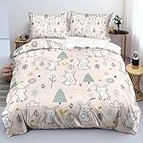 MLUNKQAIL Bettbezug 200x200cmKaninchen Bettwäsche 200x200 3 teilig Kleiner Baum...