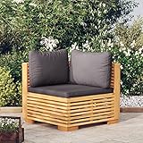 Ecksofa Garten Kissen dunkelgrau massiv Teak, 319160