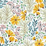 Tapete Gold Blumen 60cm X 300cm Möbel Klebefolie Muster Selbstklebende Tapeten Grün/Blau...