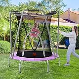 Merax Kinder Trampolin Indoor/Outdoor, Rundes Gartentrampolin aus Verzinkter...