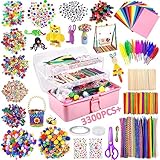 Purpledi 3300+ Stück Bastelsets für Kinder Bastelmaterial in Bastelkoffer, DIY...