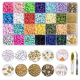 5341 Stück Polymer-Ton-Abstandshalter-Perlen-Set, 24 Farben, 6 mm, flache runde...