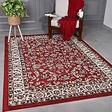 VIMODA Orient Teppich rot beige klassisch dicht gewebt mit Ornament und...