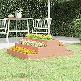 Pflanzkübel 80x80x27 cm aus massivem Douglasienholz, wetterfest, 3-stufiges Design für...