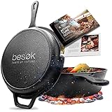 besøk Gusseisen Topf mit Deckel [2in1] Pfanne Gusseisen ⌀26 cm - Induktion -...
