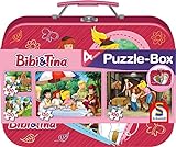 Schmidt Spiele 56509 Bibi und Tina, 4 Kinderpuzzle im Metallkoffer, 2x100 und 2x150 Teile