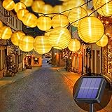 Lezonic Solar Lichterkette Lampion Außen, 8 Meter 30 LED Laternen 8 Modi Wasserdicht...